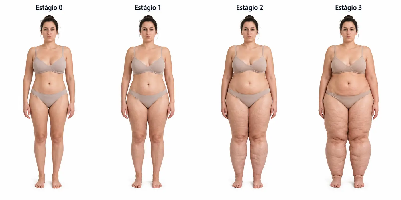 Ilustração dos estágios do lipedema